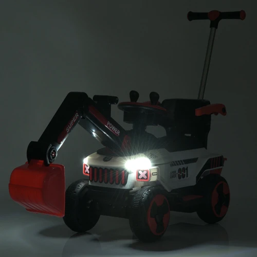 Детский электромобиль-толокар 3в1 Bambi Трактор с ковшом красный (M 5783BLR-3)