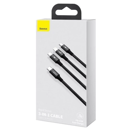Кабель Baseus Cable USB-C to Lightning/microUSB/USB-C Rapid 1.5m Black (CAMLT-SC01) фото 8