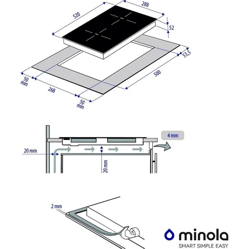 Варочная поверхность электрическая Minola MI 3042 GBL: Количество конфорок 2