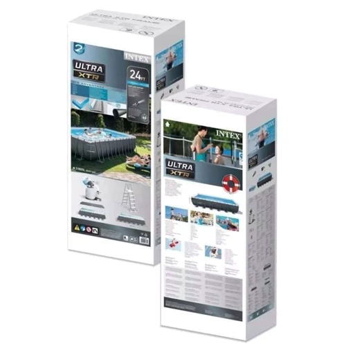Басcейн Intex каркасный прямоугольный, фильтр-насос, лестница, подстилка, тент 732x366x132 см (26364) фото 11