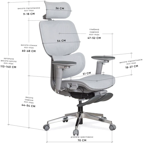 Крісло Mealux D2 Air Plus Grey (HF-D2 Plus M/G) фото 8