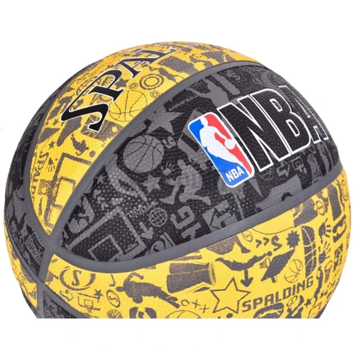 Мяч для игры Spalding NBA Graffiti Outdoor баскетбольный размер 7 серо-желтый (3001551011517) фото 5