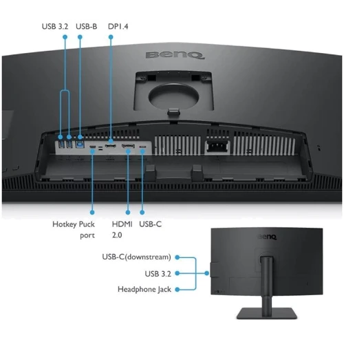 Монитор BenQ PD2706U Dark Grey (9H.LLJLB.QBE): Разъемы HDMI, DisplayPort, USB, USB Type-C