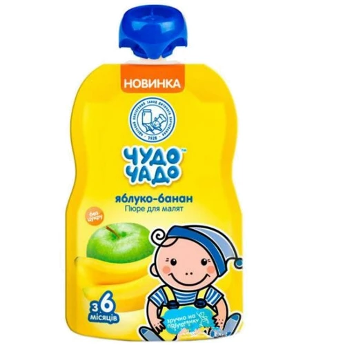 Пюре Чудо-Чадо Яблоко-банан без сахара с 6 месяцев 90 г (4820016253643)