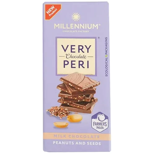 Шоколад Millennium Very Peri молочный с арахисом льном и чиа 85 г (4820240033370)