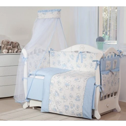 Постельный комплект 8 эл. Twins Dolce Мишки 4061-D-007, blue, голубой: Тип постельный комплект