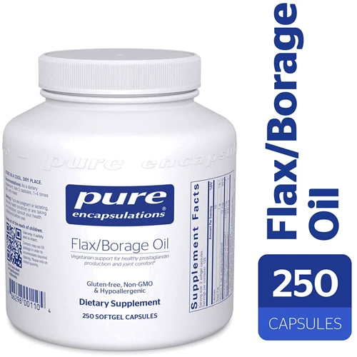 Pure Encapsulations Flax/Borage Oil 250 caps Льняное масло и масло огуречника (PE-00110)