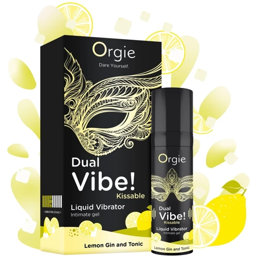 Жидкий вибратор Orgie Dual Vibe! Lemon Gin And Tonic Kissable Liquid Vibrator, 15 мл