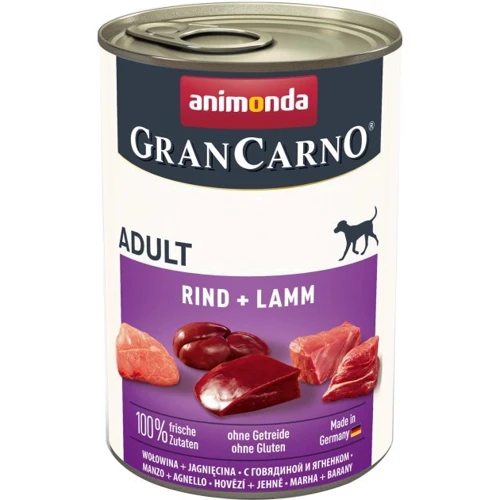 Влажный корм GranCarno Adult Beef + Lamb для собак с говядиной и ягненком 400 г (4017721827331)