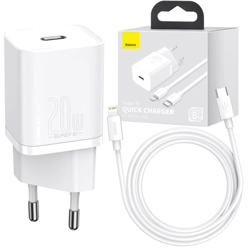 Зарядний пристрій Baseus USB-C Wall Charger Super Si 20W White with Cable USB-C to Lightning (TZCCSUP-B02): Тип мережеве