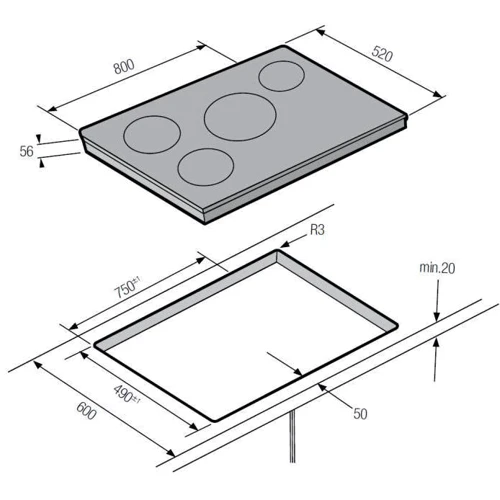 Варочная поверхность Samsung NZ84F7NB6AB: Количество конфорок 4