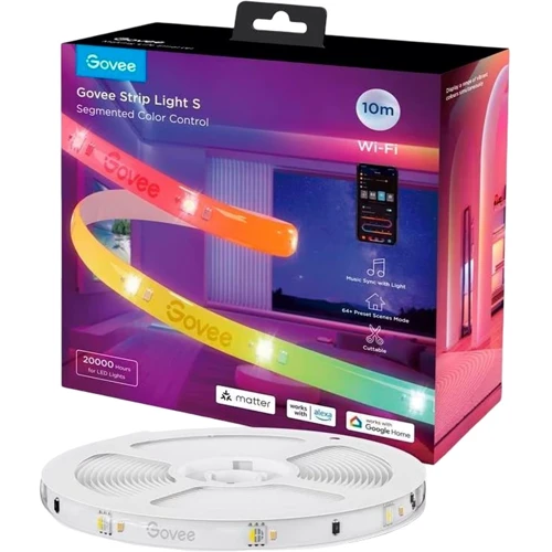 

Стрічка світлодіодна розумна Govee H612C Strip Light S With Protective Coating, 10м, RGBICW, WI-FI/Bluetooth, белый (H612CCD1)