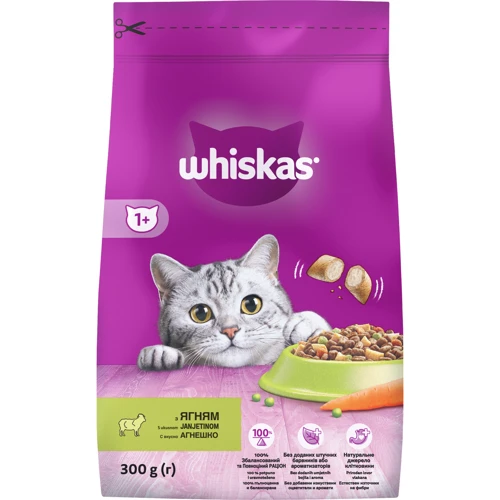 Сухой корм для взрослых кошек Whiskas с ягненком 300г (5900951014086)