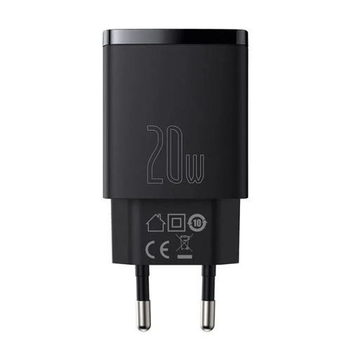Зарядное устройство Baseus Wall Charger USB+USB-C 20W Black (CCXJ-B01): Кабель в комплекте отсутствует
