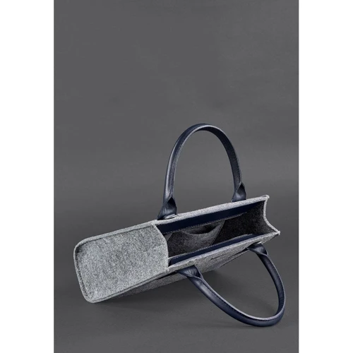 Женская сумка тоут BlankNote Blackwood серая (BN-BAG-28-felt-navy-blue): Тип ручки Со съемным ремнем, С двумя ручками, Плечевой ремень, Короткая ручка