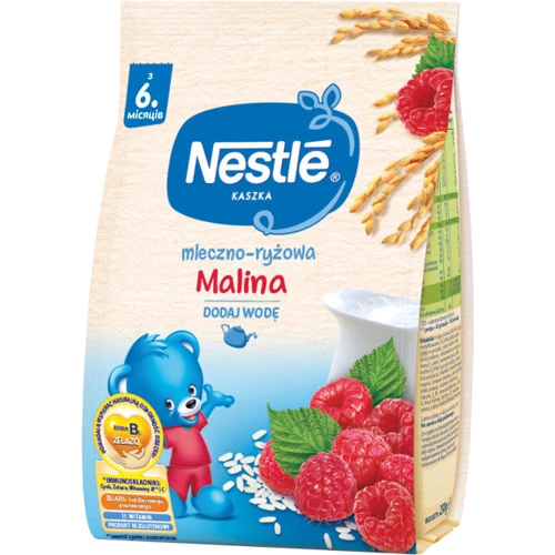 Nestle Каша молочная рисовая с малиной и бифидобактериями (пробиотиками) для детей с 6 месяцев, 230г (7613031556861)