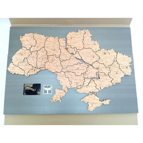 Карта України з фанери настінний декор з LED підсвічуванням Nevet синьо-жовтий 120х80 см (0001202) фото 3