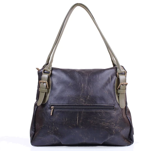 Женская сумка-мешок Laskara черная (LK10188-black-olive): Тип ручки Со съемным ремнем, Плечевой ремень, С двумя ручками, Длинная ручка