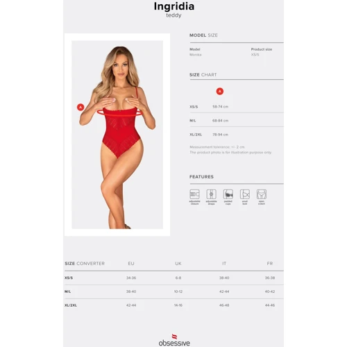 Боди Obsessive Ingridia crotchless teddy XL/2XL