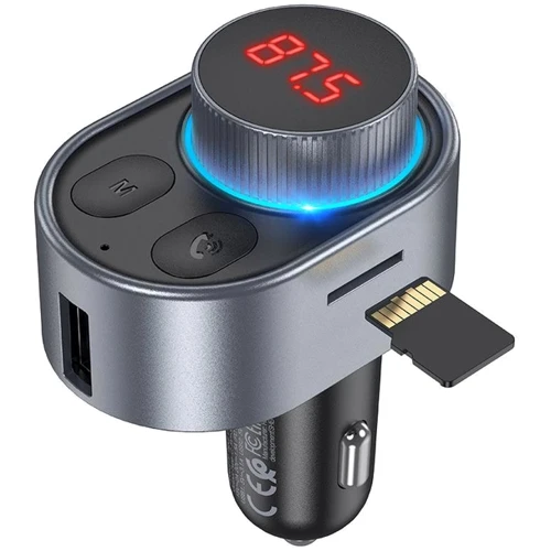 FM-трансмітер + зарядний пристрій Hoco E72 PD30W Alegria car BT FM transmitter Metal Gray фото 3