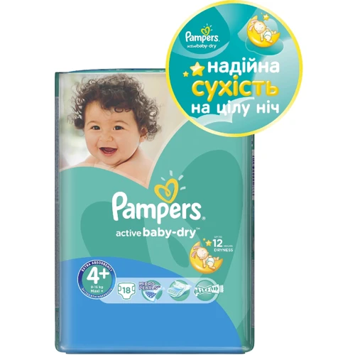 Подгузники Pampers Active Baby Maxi Plus (9-16 кг) Стандарт 18шт (4015600002886)