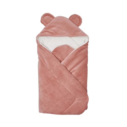 Конверт - плед Twins Ушки велюр 80х80 (слимтекс) 9014-TВ-24, powder pink