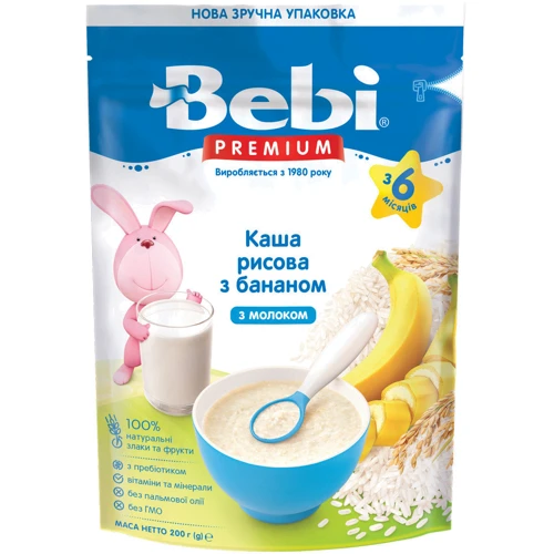 

Каша молочная Bebi Premium Рисовая с бананом 200 г (1105036)