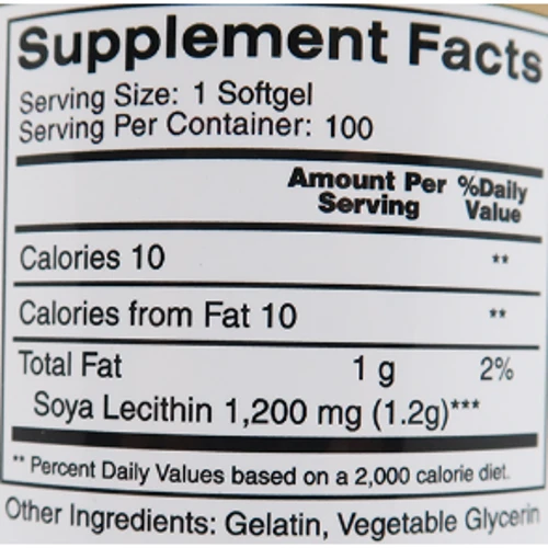 Earth's Creation Soya Lecithin Лецитин 1200 мг 100 капсул: Тип Лецитин
