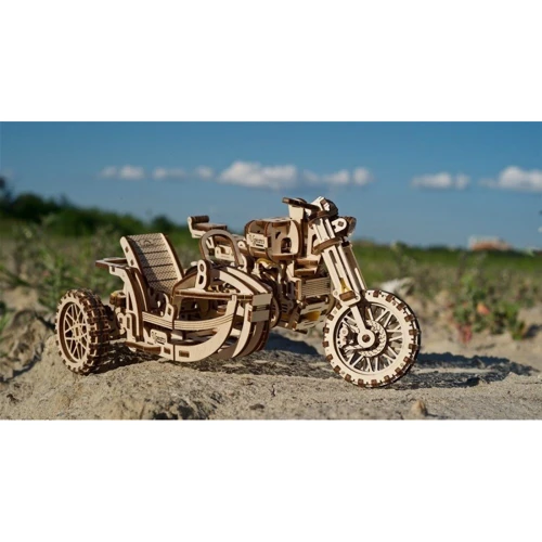 Механічний 3D пазл UGEARS Scrambler UGR-10 з мотоколяскою (70137) фото 16