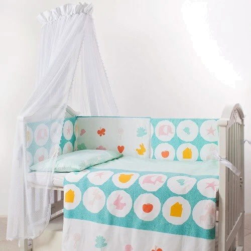 

Постельный комплект 6 эл. Twins Eco Line New 4091-E-021, Animals mint, мятный