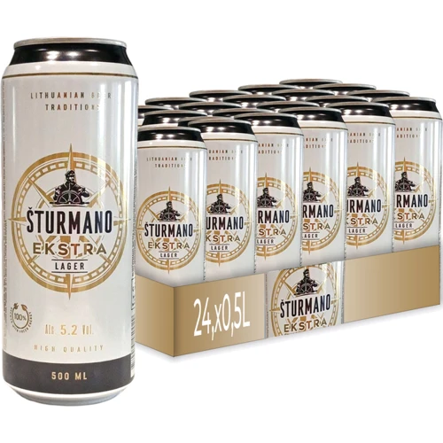 Упаковка пива Sturmano Ekstra светлое 5.2% 24х0.5 л (4770075450029)