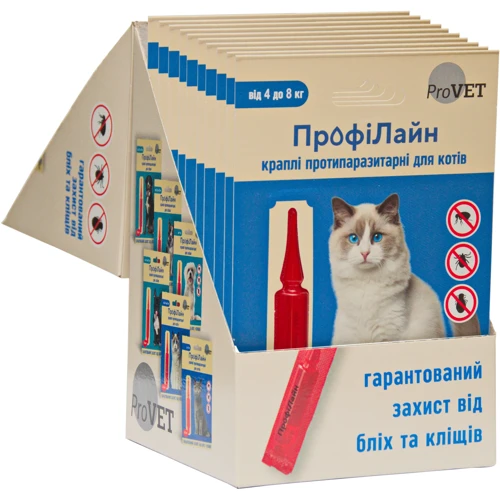 Капли на холку Природа ПрофиЛайн для кошек от 4 до 8 кг 1уп.(4 пипетки х1,0мл) инсектоакарицид (4823082409891): Страна производитель Украина