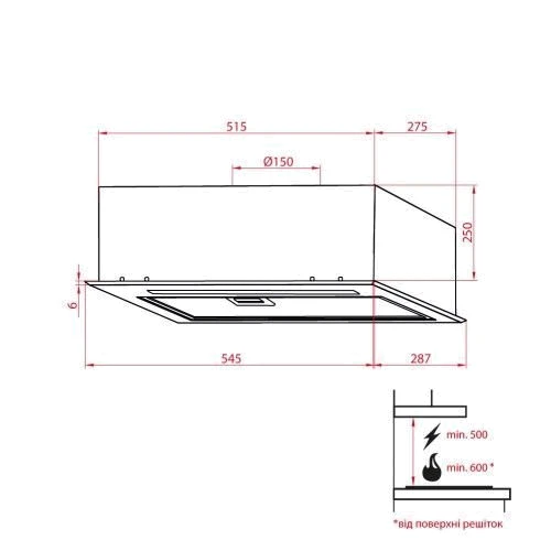 Витяжка Weilor PBSR 52652 GLASS FBL 1300 LED Strip: Тип монтажу Вбудований