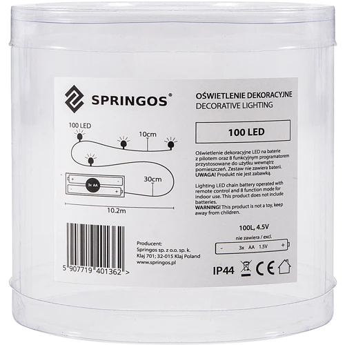 Гирлянда на батарейках Springos 9.9 м 100 LED Pilot CL0102 Cold White фото 7