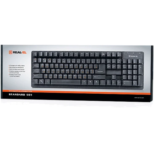 Клавиатура REAL-EL Standard 501 Black: Тип клавиатуры стандартная