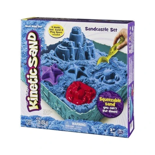 Набор песка для детского творчества - Kinetic Sand Замок Из Песка (голубой, 454 г, формочки, лоток)