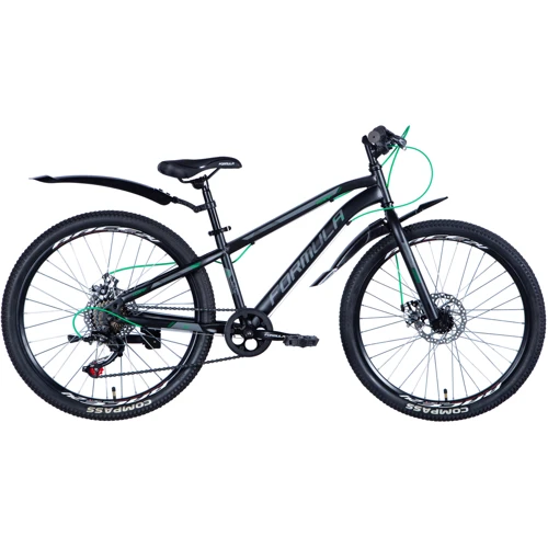 Велосипед ST 24" Formula FOREST DD рама- 12.5" с крылом Pl 2024 черно-зеленый (м) (OPS-FR-24-392)