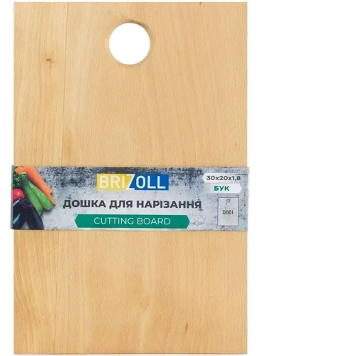 Разделочная доска Brizoll Бук 30х20х1.8 см (D001)