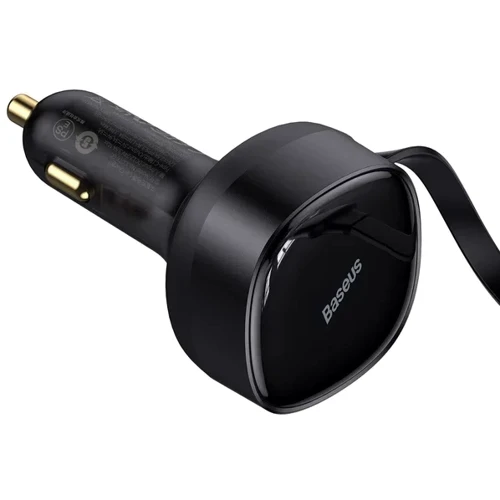 Зарядний пристрій Baseus Car Charger Retractable USB-C+USB-C 33W Black (C00035500111-00): Кабель в комплекті USB-C