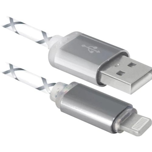 Кабель Defender LED backlight USB Cable to Lightning 1m Grey (87550)