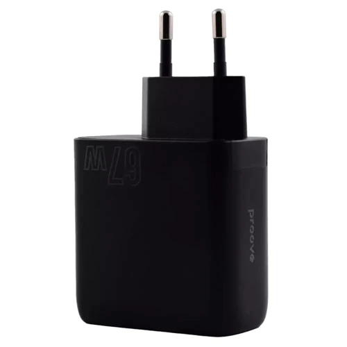 Зарядное устройство Proove Wall Charger 2xUSB-C+USB Shot GaN 67W Black: Особенности Быстрая зарядка, Power Delivery (PD), USB-C