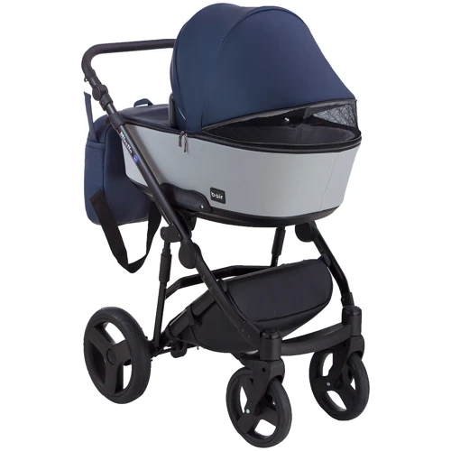 Коляска 2 в 1 Bair Mirello кожа 100% М-27/32 т.синий — серый (623868): Ширина шасси 60 см