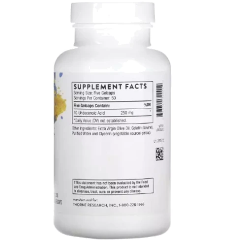 Thorne Research Undecylenic Acid Ундециленовая Кислота 250 желатиновых капсул