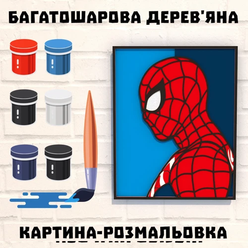 Деревянная картина-раскраска Wortex Woods Постер Человек Паук 35х28 (3DP40009)