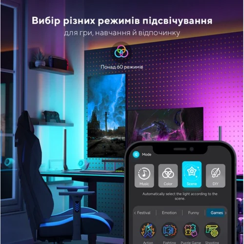 Набор адаптивной подсветки Govee H6047 Smart Gaming Light Bars 24-32' RGBIC черный (H6047381) фото 9