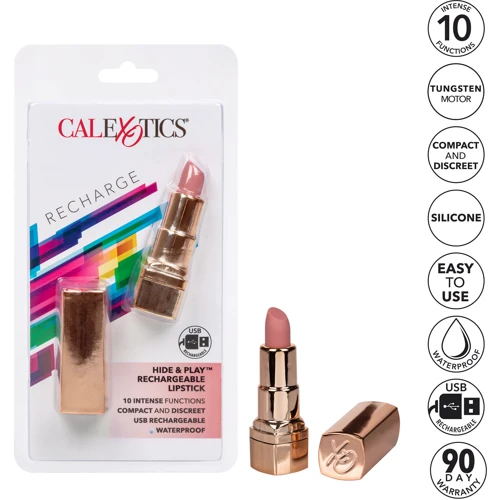 Вибратор в форме помады CalExotics Hide Play Lipstick Recharge, розовый