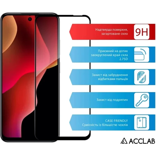 ACCLAB Tempered Glass Full Glue Black for Infinix Hot 50i: Цвет черный