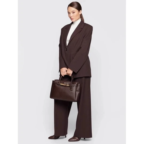 Женская сумка тоут GUESS ENISA HIGH SOCIETY SATCHEL шоколадная (HWVB8421060-CHO): Пол Женский