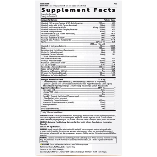 GNC Women's Multivitamin Energy and Metabolism, 180 Caplets (CN2164): Тип мультивітаміни