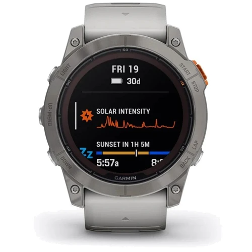 Смарт-часы Garmin Fenix 7X Pro Sapphire Solar Titanium with Fog Gray/Ember Orange Band (010-02778-15): Дисплей 1.4 " (280х280)